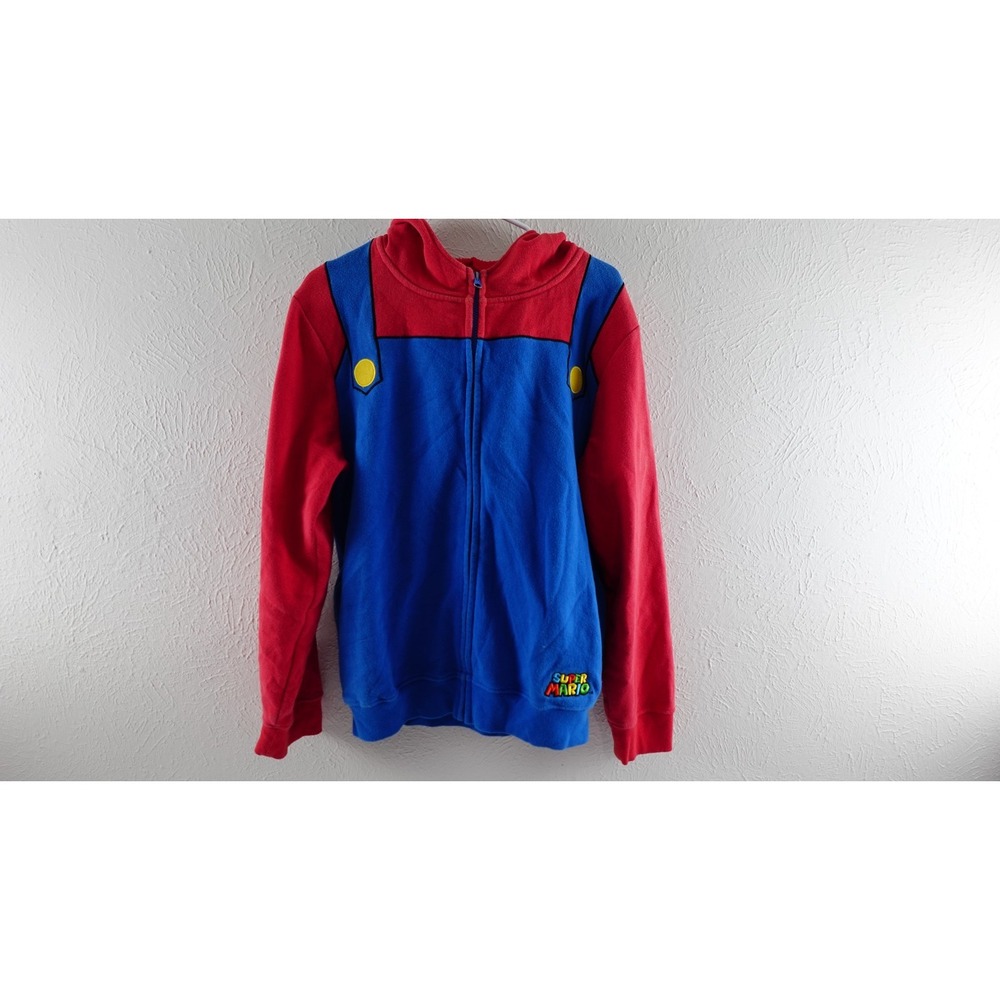 Nintendo Super Mario Brothers Zip Up Hoodie Kids Sweatshirt Jacket Costume M